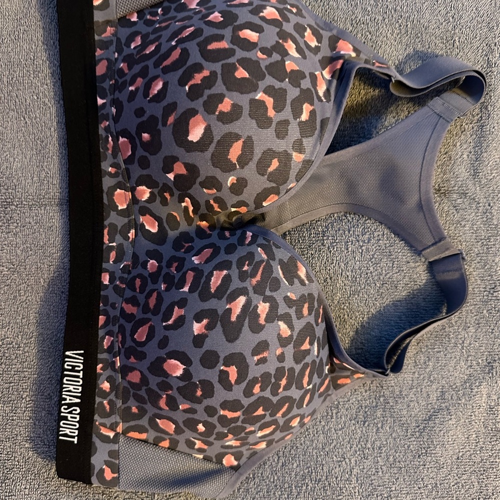 Victoria’s Secret Gray & Pink Leopard Print Sports Bra